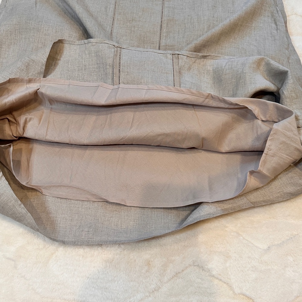 New DKNY 100% Linen Tee Kaftan Shirt Dress Lined Pockets Beige‎ Tan Sz Large - Picture 8 of 15